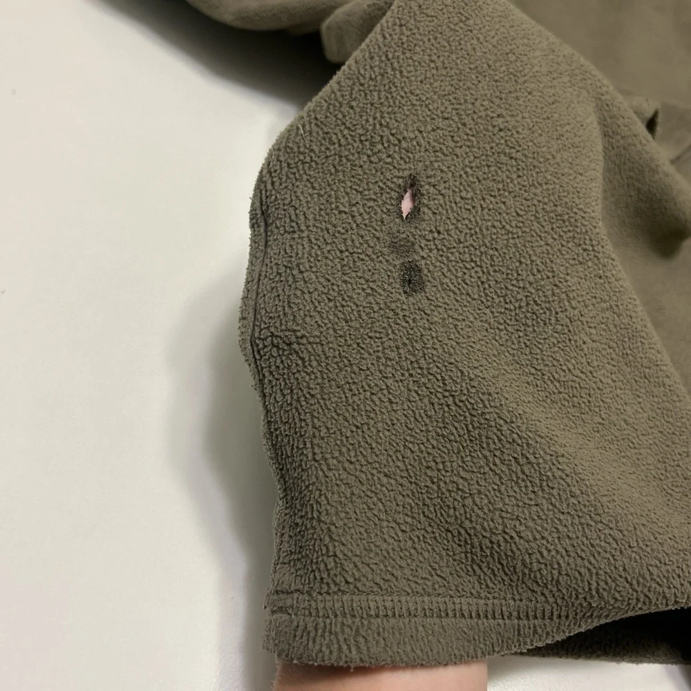 Men’s The North Face 1/4 zip fleece pullover sweater jacket olive green size XL